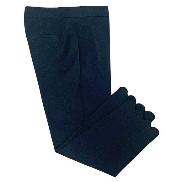 Talbots Sz 6 Cropped Dress Pants 32"Wx24"Ins Scalloped Hem Black Career Chic - Picture 1 of 9